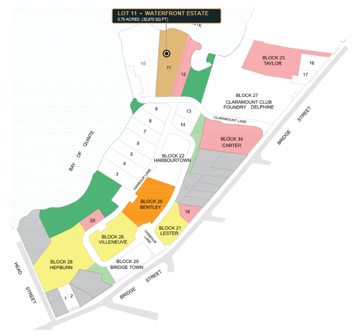 Standard Master Site Plan with Lot 11 Highlighted
